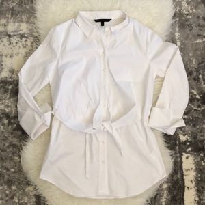 White House black market button down tie top